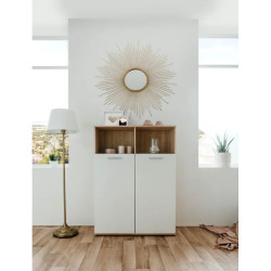 Buffet haut contemporain chêne/blanc Toledo