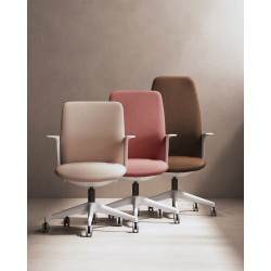 Siège de bureau en tissu coque blanche Evita