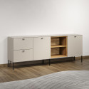 Meuble TV moderne 200 cm cachemire/ch&ecirc;ne Paulo