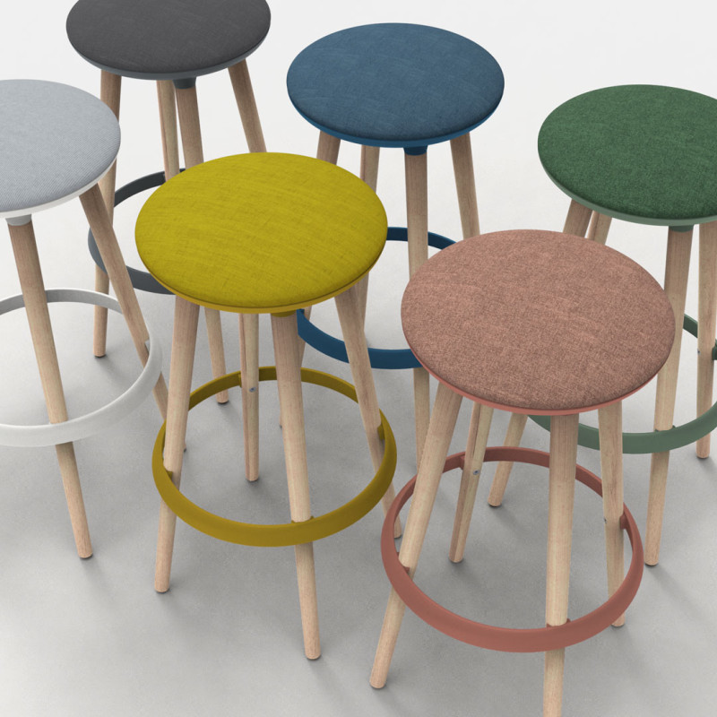 Tabouret en h&ecirc;tre massif naturel H 77 cm Bloody