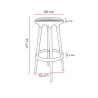 Tablouret en hêtre massif naturel H 77 cm Bloody