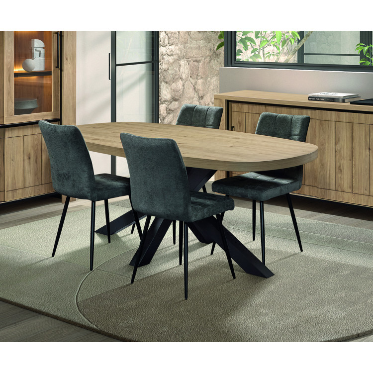 Table de salle à manger ovale contemporaine chêne clair Henrik