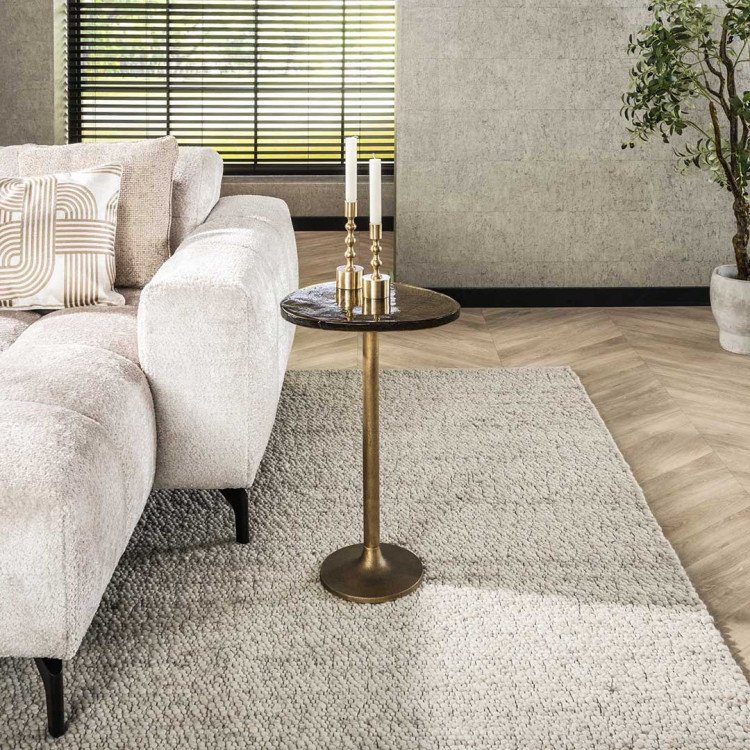 Table d'appoint moderne métal et verre H 60 cm Elyptic