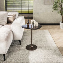 Table d'appoint moderne m&eacute;tal et verre H 55 cm Elyptic