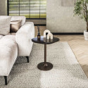 Table d'appoint moderne m&eacute;tal et verre H 50 cm Elyptic