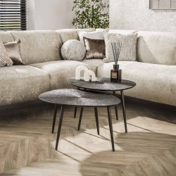 Tables basses style industriel en métal marron Rayna (lot de 2)