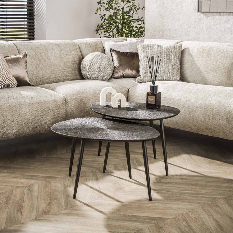 Tables basses style industriel en métal marron Rayna (lot de 2)