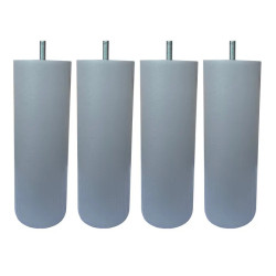 Jeu de 4 pieds cylindriques en hêtre massif gris H 20 cm Dreamea