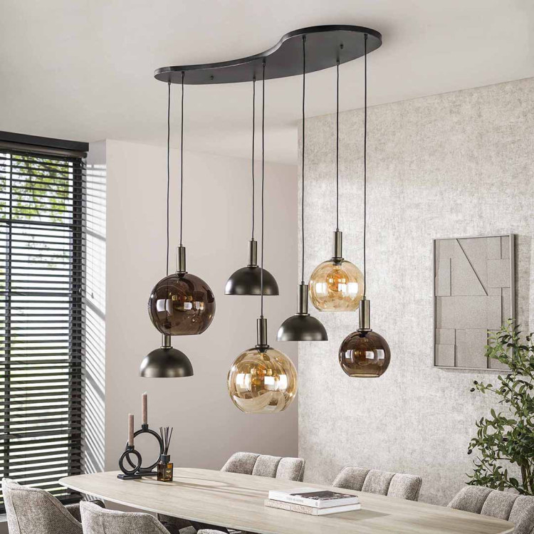 Suspension moderne 7 lampes en verre Claudie