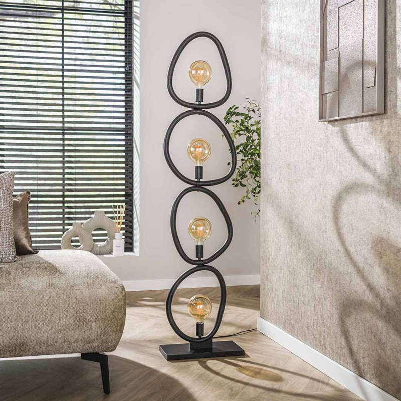 Lampadaire moderne en m&eacute;tal noir H 165 cm Pedge