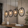 Suspension moderne 4 lampes en métal noir Pedge