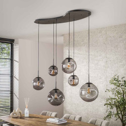 Suspension moderne 6 lampes en verre Stelline