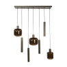 Suspension moderne 7 lampes en verre brun Broz