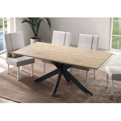 Table de salle à manger moderne chêne cadiz/noir Hyder