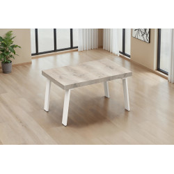 Table de salle à manger moderne chêne pin/blanc Fontana