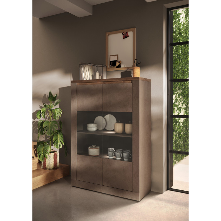 Vitrine moderne 114 cm bronze/mercure Isia