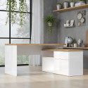 Bureau d'angle moderne blanc laqu&eacute;/ch&ecirc;ne Daisy