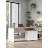 Bureau droit moderne avec caisson blanc laqué/chêne Daisy