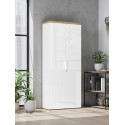 Armoire de bureau moderne H 190 cm blanc laqu&eacute;/ch&ecirc;ne Daisy