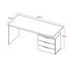 Bureau droit moderne avec caisson blanc laqué/chêne Daisy