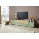 Meuble TV moderne 240 cm vert sauge/ch&ecirc;ne Corso