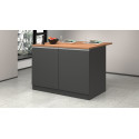 Ilot de cuisine moderne 125 cm anthracite mat/ch&ecirc;ne wotan Solena