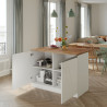 Ilot de cuisine moderne 125 cm blanc brillant/chêne wotan Solena
