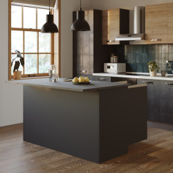 Ilot de cuisine moderne 155 cm anthracite mat/béton Solena
