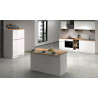 Ilôt de cuisine moderne 155 cm blanc brillant/chêne wotan Solena