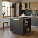 Ilot de cuisine central 160 cm anthracite mat/b&eacute;ton Solena