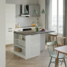 Ilot de cuisine moderne 160 cm blanc brillant/béton Solena