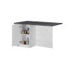 Ilot de cuisine moderne 160 cm blanc brillant/béton Solena