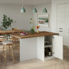Ilot de cuisine moderne 160 cm blanc brillant/chêne wotan Solena