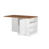 Ilot de cuisine moderne 160 cm blanc brillant/chêne wotan Solena
