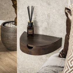 Chevet suspendu style nature en acacia massif marron Cover (lot de 2)