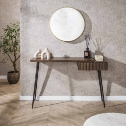 Console style nature en acacia massif brun Carvie