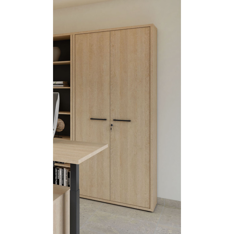 Armoire haute de bureau contemporaine chêne sable Lexos