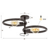 Plafonnier moderne 2 lampes en métal noir Pedge