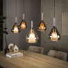 Suspension moderne 5 lampes en verre tricolore Winnie