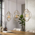Suspension industrielle droite en m&eacute;tal sable 3 lampes Sam