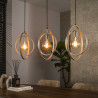 Suspension industrielle droite en métal sable 3 lampes Sam