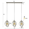 Suspension industrielle droite en métal sable 3 lampes Sam