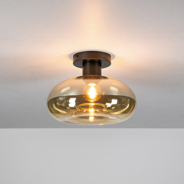Plafonnier moderne en verre ambré Analya