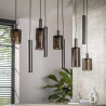 Suspension moderne 9 lampes en verre brun Sepia