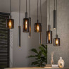 Suspension moderne 9 lampes en verre brun Sepia