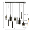Suspension moderne 9 lampes en verre brun Sepia