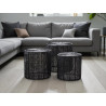 Ensemble de tables basses industriel en acier noir avec plateau rond Matthis