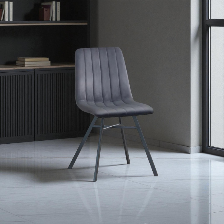 Chaise de salle à manger moderne en tissu gris (lot de 4) Curtis