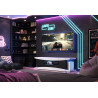 Meuble TV moderne 180 cm laqué mat blanc/noir Lorie