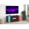Meuble TV moderne 115 cm noir/bleu/rouge Lorie